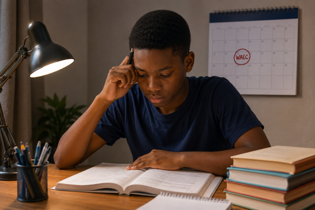 Boy studying for WAEC